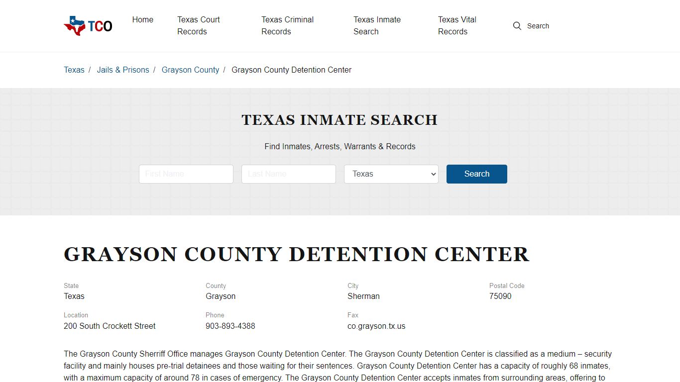 Grayson County Detention Center - txcountyoffices.org